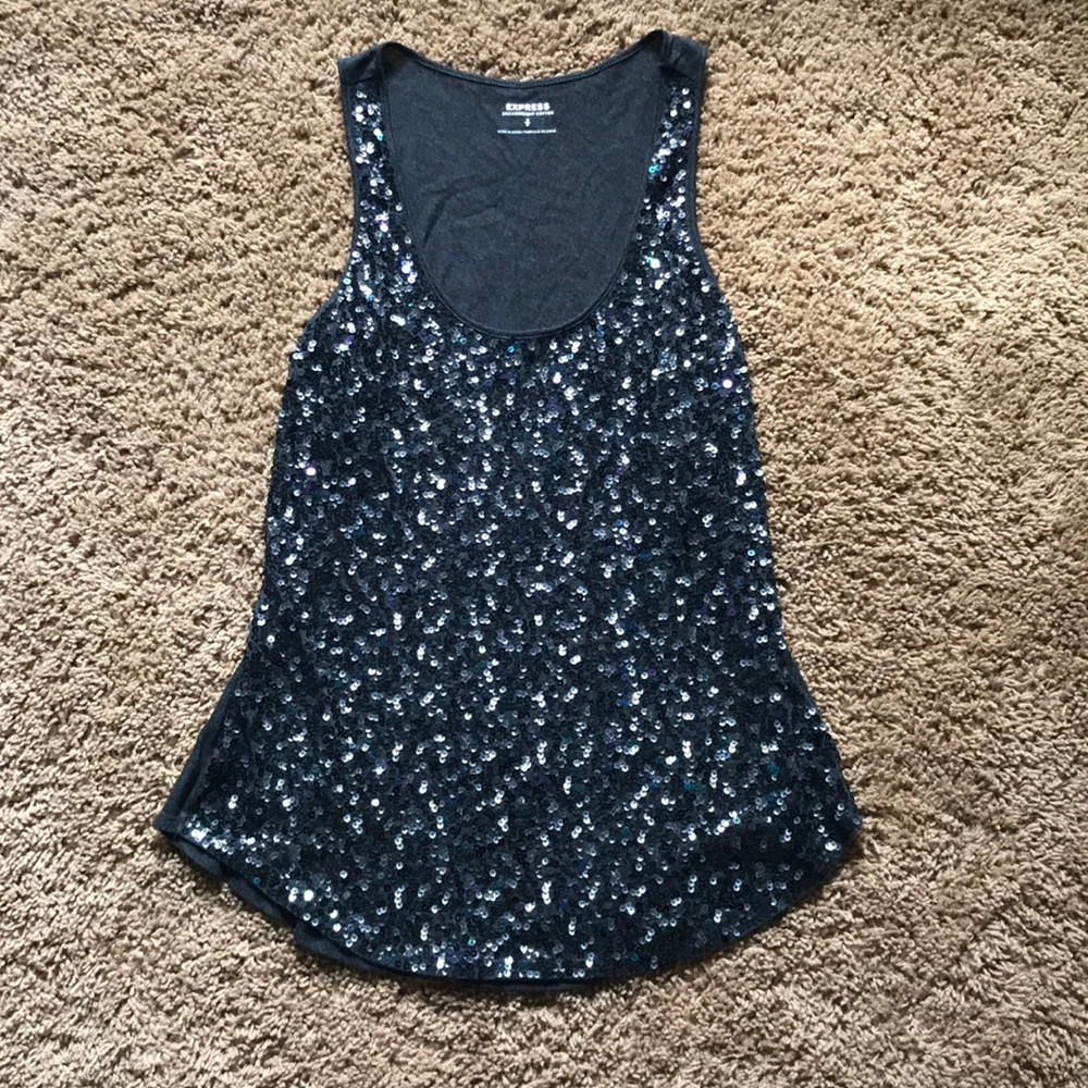 Gray Sequin Express Tank Top